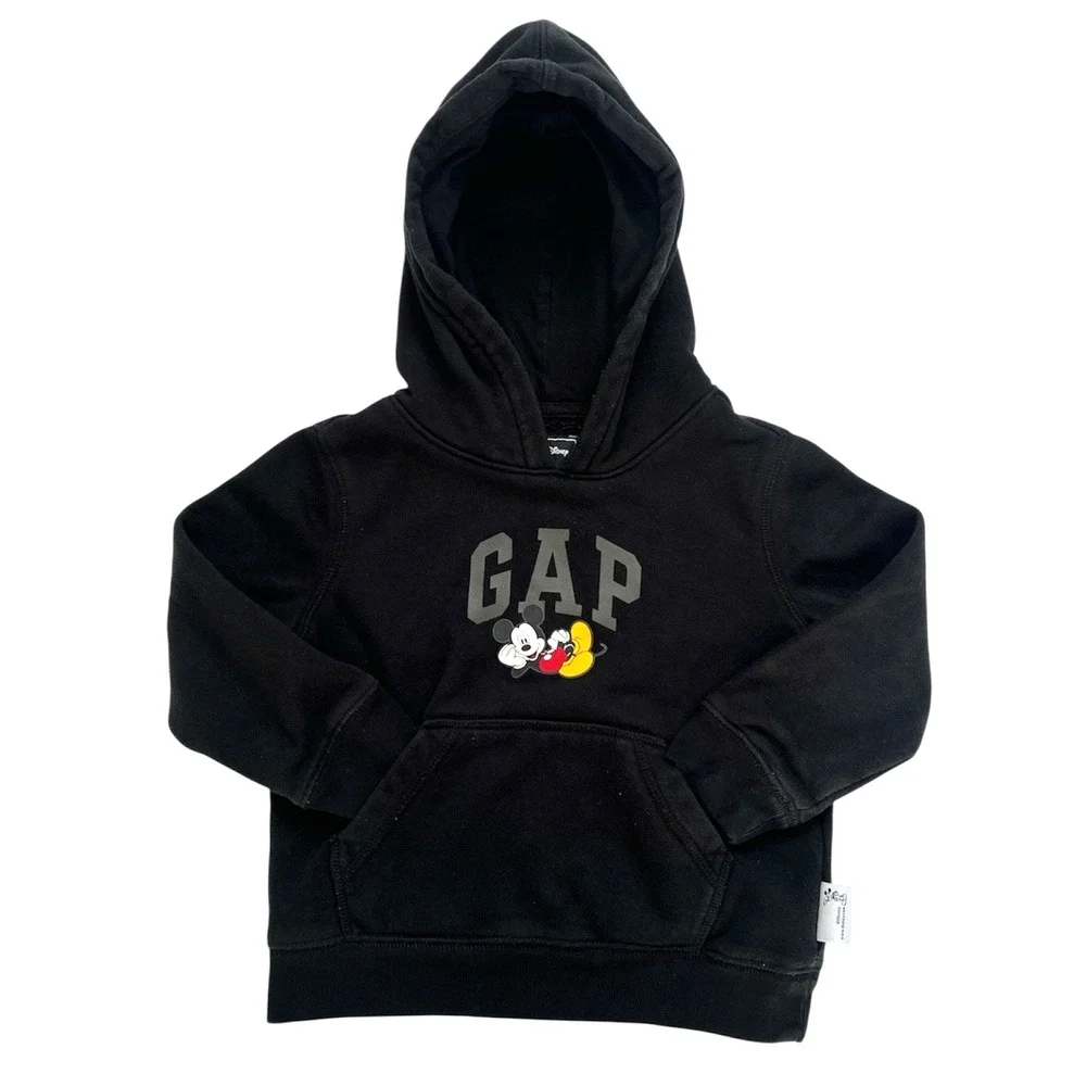 GAP x Disney Mickey Mouse Black Hoodie Sweatshirt Baby 3 Years Fleece